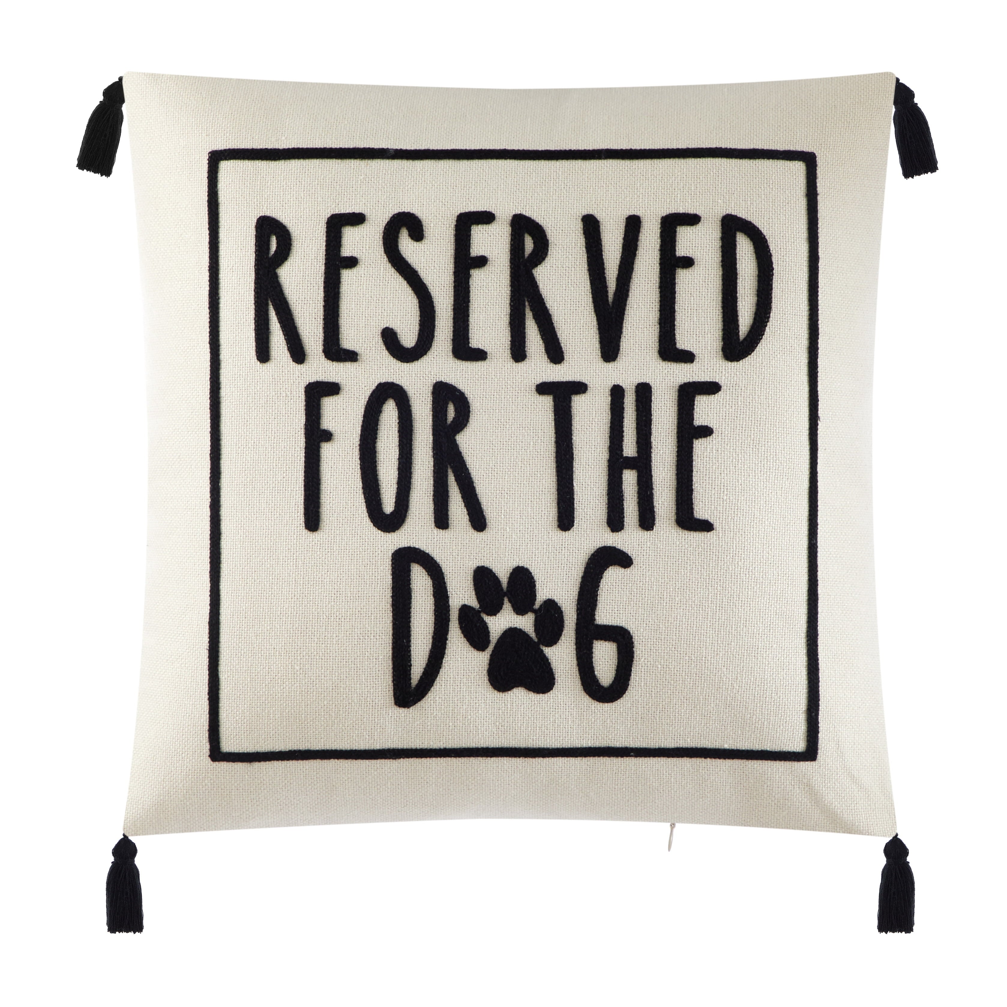 Black and White Reserved for Dog Square Decorative Throw Pillow for Adults, 18 in X 18 In